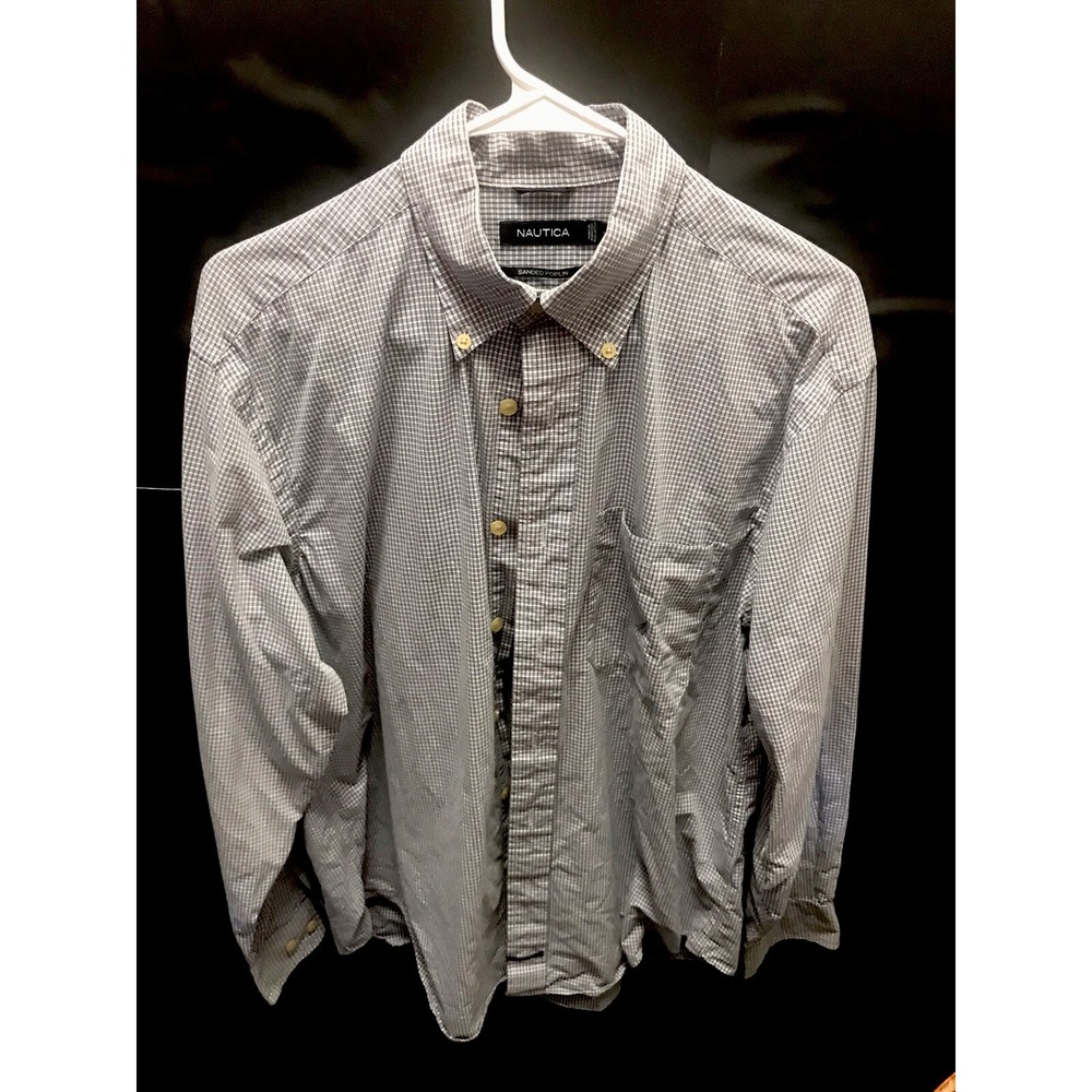 NAUTICA Men's Casual Button-Down Shirt Size Med Blue Checked